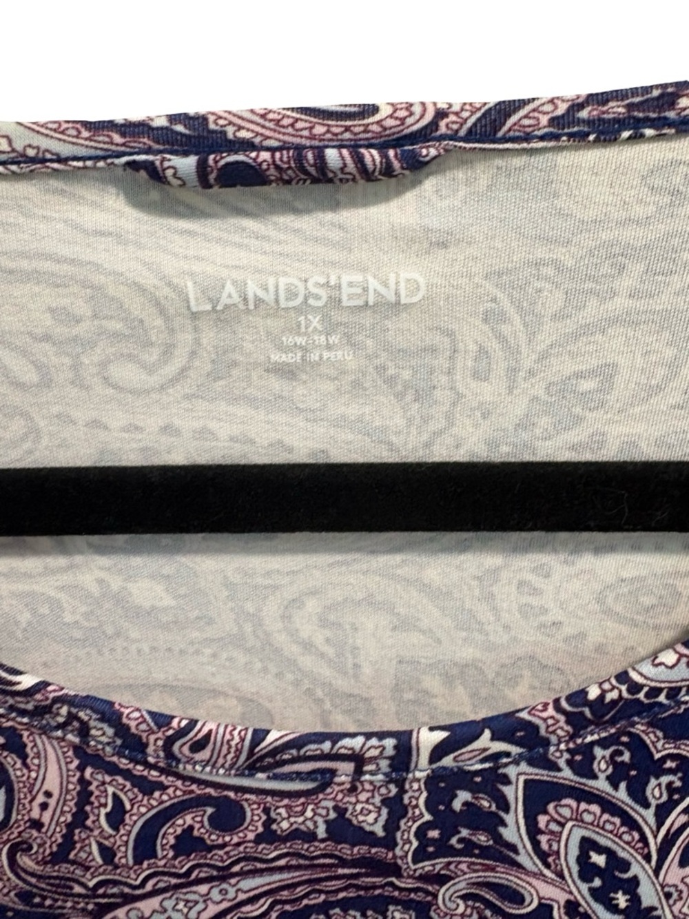 Lands' End Plus 1X Paisley Short Sleeve T-Shirt Dress - Picture 3 of 3